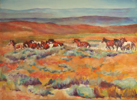 Mustangs Running Near White Mountain - prints available through Fine Art America